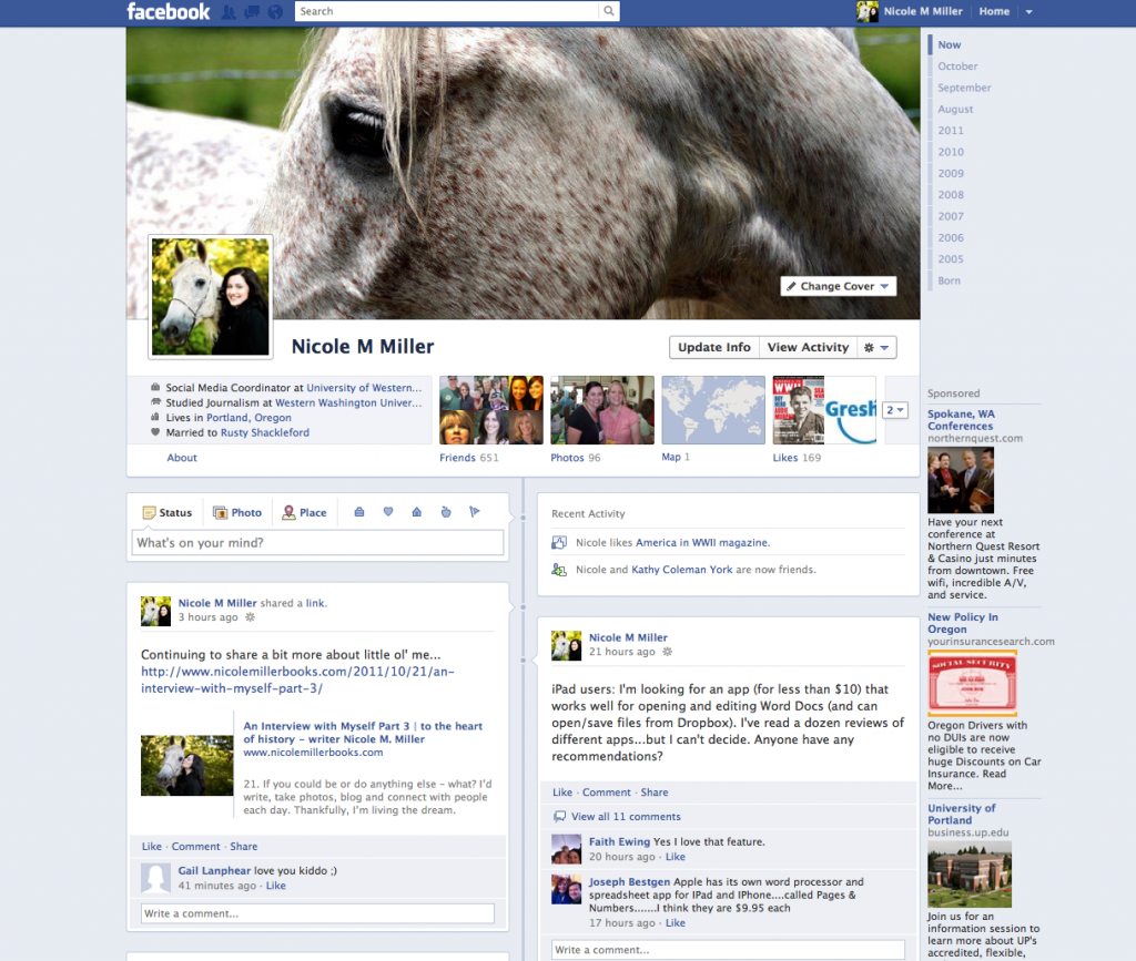 Nicole M Miller timeline screenshot